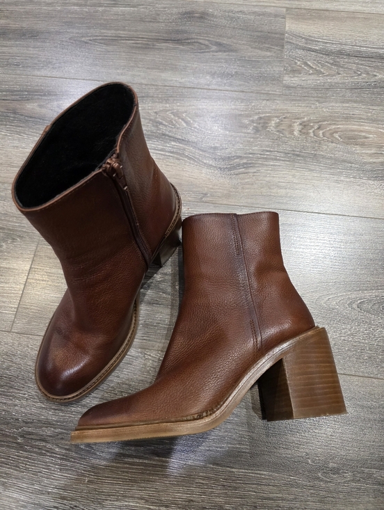 zinda Shoes - Zinda Heeled Leather Ankle Boots Rich Brown